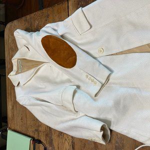 J. Peterman White Jacket with Suede Elbows